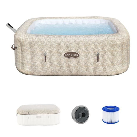 Spa gonflable BESTWAY - Lay-Z-Spa Rome - 180 airjets - 201 x 201 x 71 cm - 5 a 7 places - Carré (couverture, cartouche, diffuseur)
