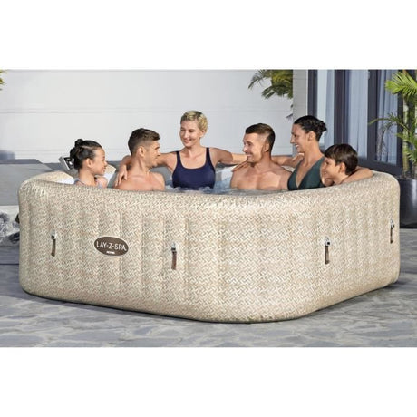 Spa gonflable BESTWAY - Lay-Z-Spa Rome - 180 airjets - 201 x 201 x 71 cm - 5 a 7 places - Carré (couverture, cartouche, diffuseur)