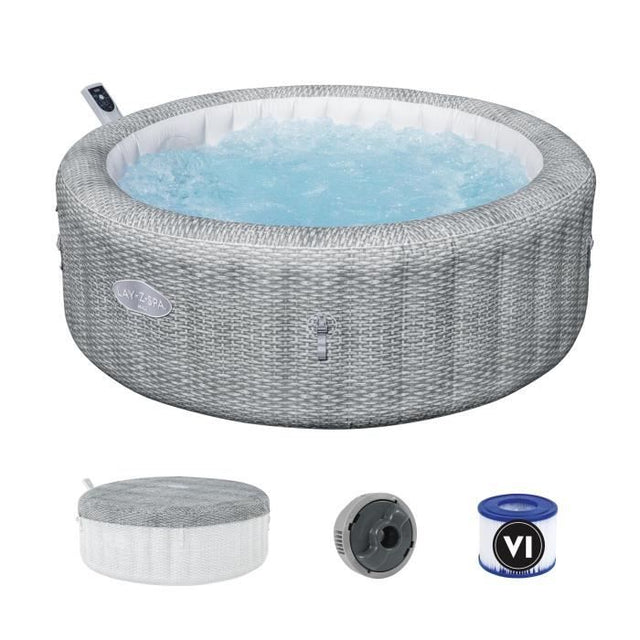 Spa gonflable BESTWAY - Lay-Z-Spa Bali - 140 airjets - 196 x 71 cm - 4 a 6 places - Rond (couverture, cartouche, diffuseur)