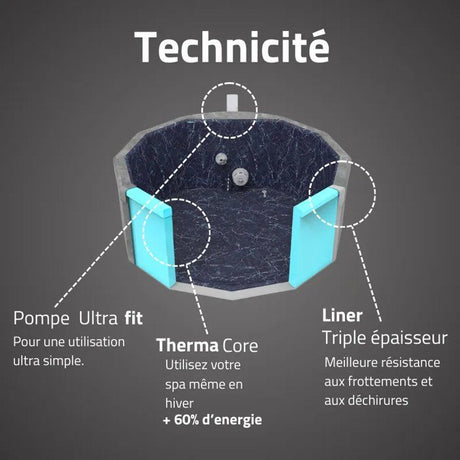 Spa semi rigide BESTWAY - Lay-Z-Spa Carrara - 140 airjets - 170 x 65 cm - 4 a 6 places - Rond (couverture, cartouche, 4 appuie-tete)