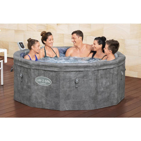 Spa semi rigide BESTWAY - Lay-Z-Spa Carrara - 140 airjets - 170 x 65 cm - 4 a 6 places - Rond (couverture, cartouche, 4 appuie-tete)
