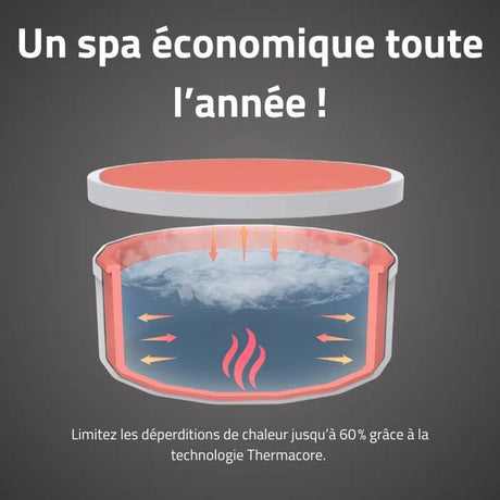 Spa semi rigide BESTWAY - Lay-Z-Spa Carrara - 140 airjets - 170 x 65 cm - 4 a 6 places - Rond (couverture, cartouche, 4 appuie-tete)