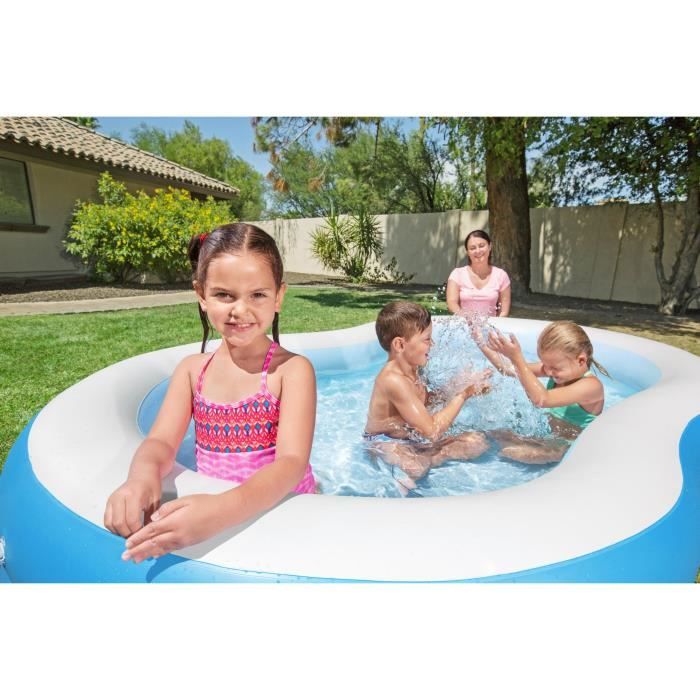Piscine gonflable - Bestway - Big Lagoon - 262 x 157 x 46 cm - bleu et blanc - pour enfant