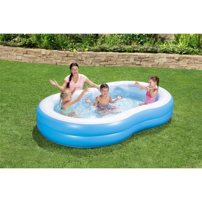 Piscine gonflable - Bestway - Big Lagoon - 262 x 157 x 46 cm - bleu et blanc - pour enfant