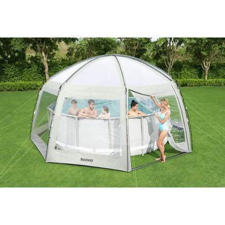 BESTWAY - Dôme de protection pour piscine - Octogonal 600 x 600 x 295 cm - Gris