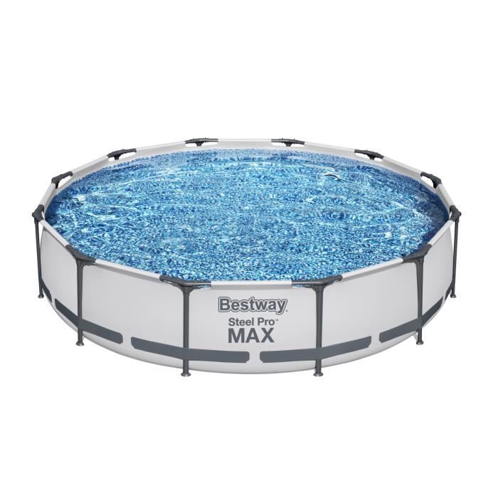 Kit Piscine hors sol tubulaire BESTWAY - Steel Pro Max - 366 x 76 cm - Ronde - (Inclus 1 pompe de filtration et 1 cartouche)