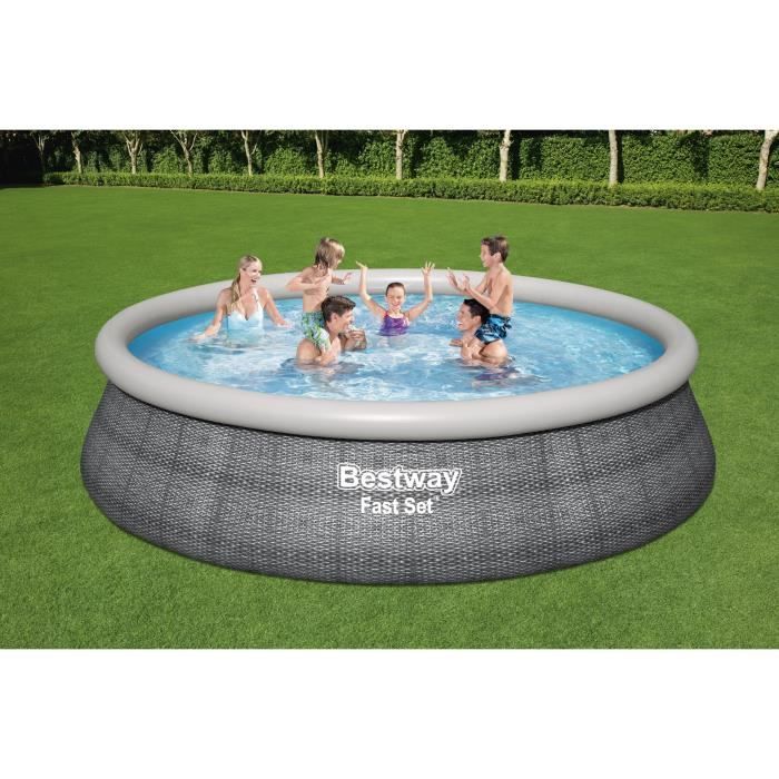 Kit Piscine hors sol autoportante BESTWAY -  Fast Set - 457 x 107 cm - Ronde (LivrÈe avec une pompe de filtration)