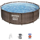 Kit Piscine hors sol tubulaire BESTWAY Steel Pro Maxô - 366 x 100 cm - Ronde (LivrÈe avec filtre a cartouche, Èchelle et diffuseur)