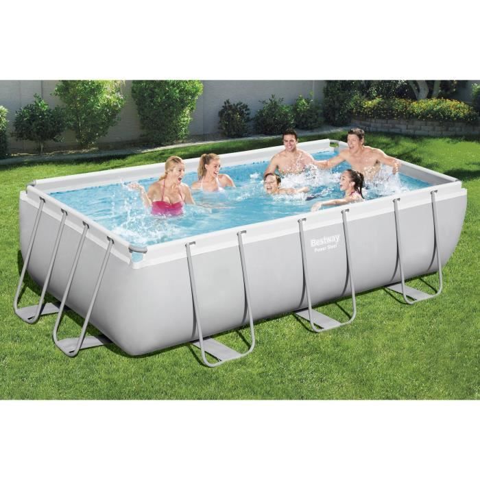 Kit Piscine hors sol tubulaire BESTWAY - Power Steelô - 404 x 201 x 100 cm - Rectangulaire (LivrÈe avec Èchelle, pompe et