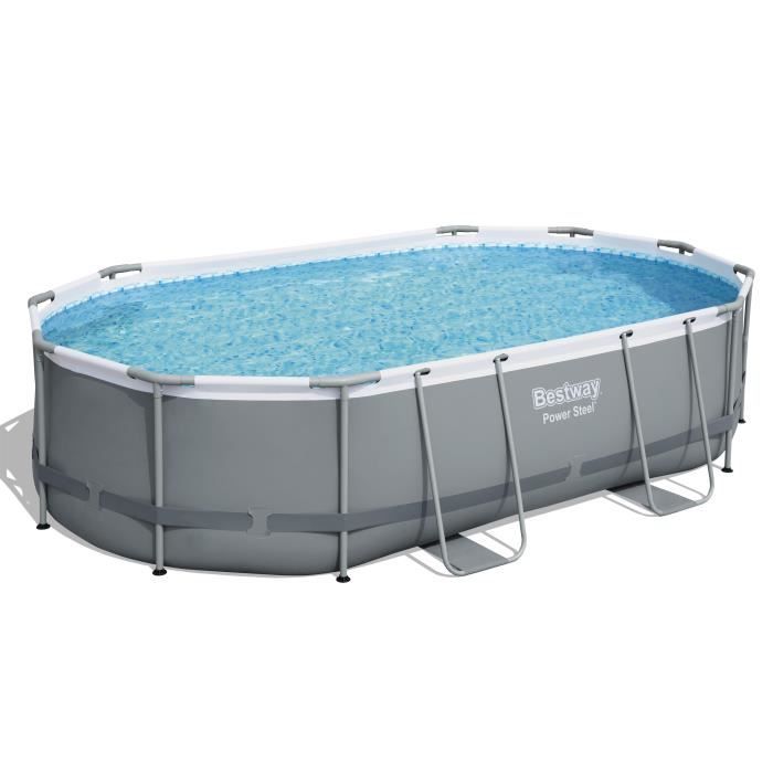 Kit Piscine hors sol tubulaire BESTWAY - Power Steelô- 488 x 305 x 107 cm - Ovale (LivrÈe avec une Èchelle, une b‚che, un