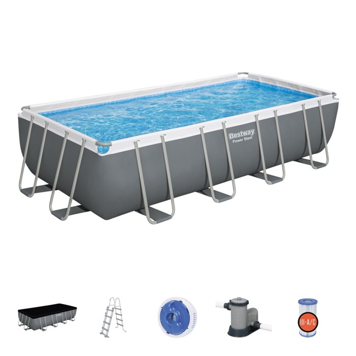 Piscine Hors-sol Tubulaire Bestway Power Steel 549x274x122 cm Épurateur a Cartouche de 5 678 L/H Bâche et Échelle