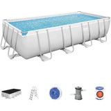 Kit Piscine hors sol tubulaire BESTWAY Power Steelô- 488 x 244 x 122 cm - Rectangulaire (Inclus pompe, Èchelle, diffuseur, b‚che)