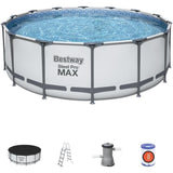 Kit Piscine hors sol tubulaire BESTWAY Steel Pro Max - 427 x 122 cm - Ronde (Avec un filtre a cartouche, une bâche et une échelle)