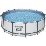 Kit Piscine hors sol tubulaire BESTWAY Steel Pro Max - 427 x 122 cm - Ronde (Avec un filtre a cartouche, une bâche et une échelle)