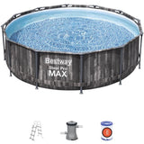 Kit Piscine hors sol tubulaire BESTWAY - Steel Pro Max - 366 x 100 cm - Ronde (filtre a cartouche, échelle, diffuseur)