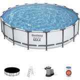 Kit Piscine hors sol tubulaire BESTWAY - Steel Pro Maxô - 549 x 122 cm - Ronde (Avec filtre a cartouche, une b‚che et une Èchelle)