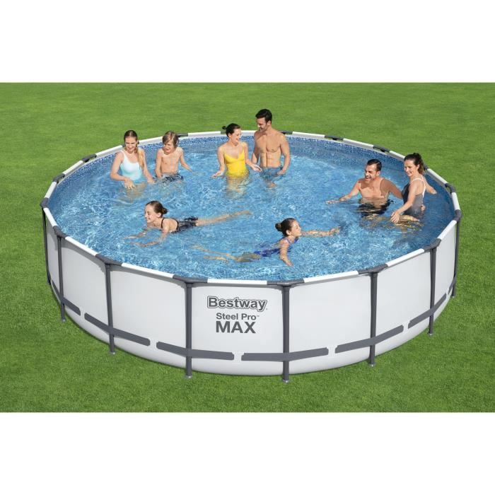 Kit Piscine hors sol tubulaire BESTWAY - Steel Pro Maxô - 549 x 122 cm - Ronde (Avec filtre a cartouche, une b‚che et une Èchelle)