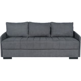 Canapé convertible 3 places  - BETTA - Tissu gris clair - Couchage 145 x 190 cm - Coffre de rangement - 200 x 95 x 91 cm