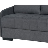Canapé convertible 3 places  - BETTA - Tissu gris clair - Couchage 145 x 190 cm - Coffre de rangement - 200 x 95 x 91 cm