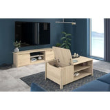 Ensemble Table basse avec coffre et Meuble Tv - BETTY - Panneau de particules - Décor Chene - PARISOT