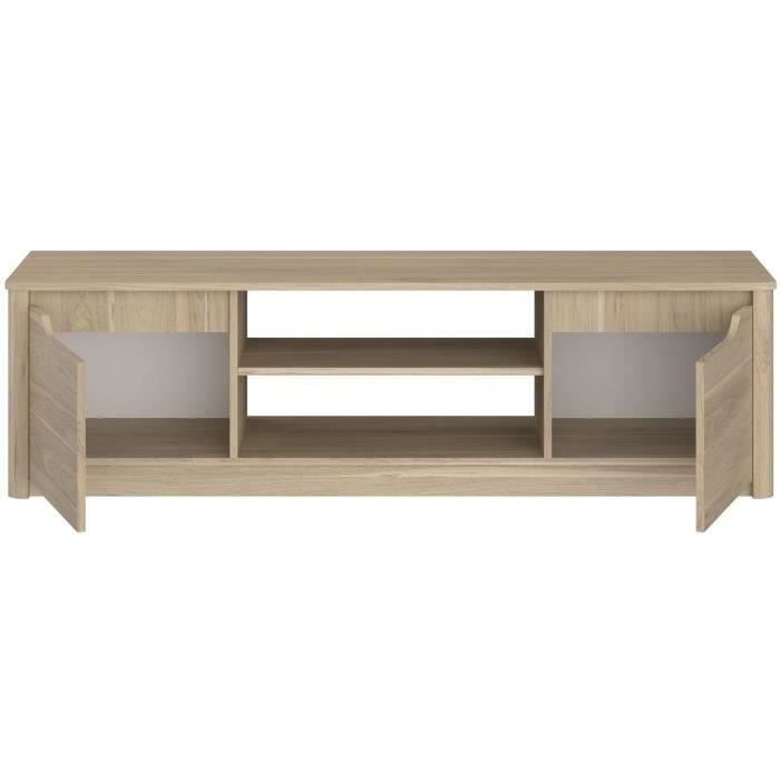 Ensemble Table basse avec coffre et Meuble Tv - BETTY - Panneau de particules - Décor Chene - PARISOT