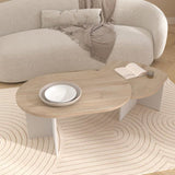 Table Basse Pivotante BETTY - Chene & Blanc - Ovale - 90 / 130,4 x 60 x 42,2 cm
