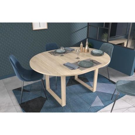 Table a Manger Extensible  BETTY - Ronde - Chene Dakota - 4 / 6 personnes - 120 / 155 x 120 x 75 cm