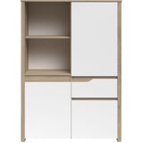 Bahut haut - BETTY - Blanc / Chene - 3 portes - 1 tiroir - PARISOT