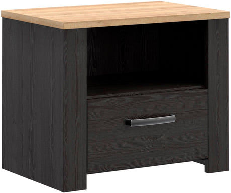 Chevet 1 tiroir et 1 niche - BOHOL - Chene / Blanc - L61,6 x P42 x H52 cm