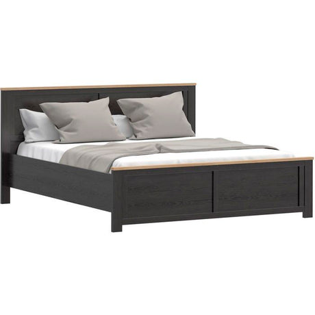 Lit adulte King Size - BOHOL - 180 x 200 cm - Décor Chene / Noir