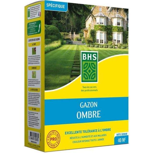 Semence de gazon - BHS - Gazon Ombre 1kg | 40m˛ | Résistant a la faible luminosité et aux zones ombragées.