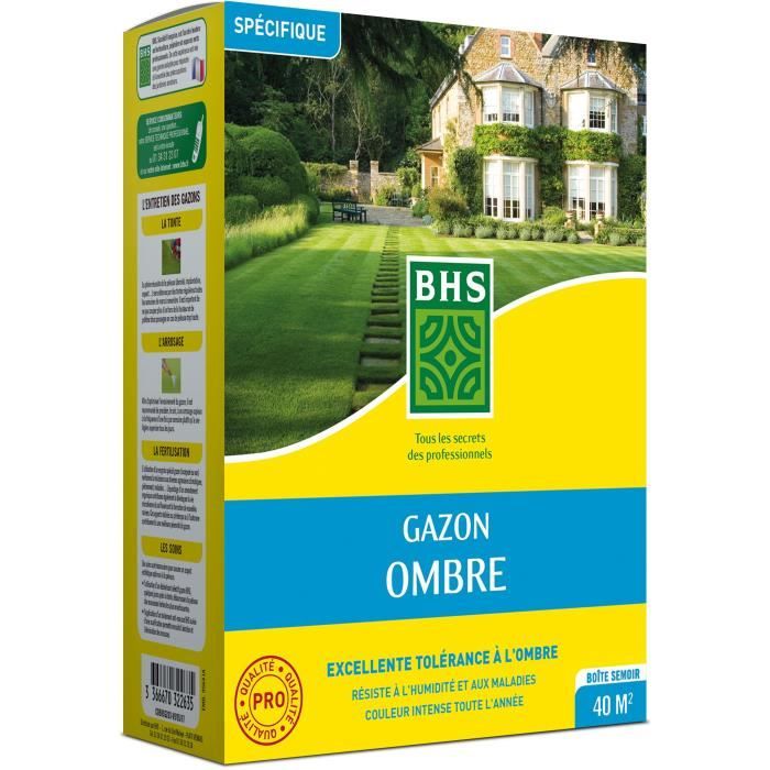 Semence de gazon - BHS - Gazon Ombre 1kg | 40m˛ | Résistant a la faible luminosité et aux zones ombragées.