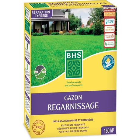 Semence de gazon | Regarnissage Terrain Sec - BHS - 3kg | 150 m˛ | Résistant et durable