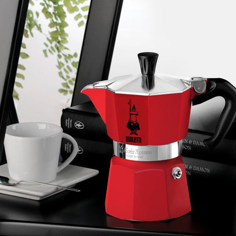 Cafetiere italienne - Bialetti - Moka Express - 3 Tasses - Rouge - Aluminium poli