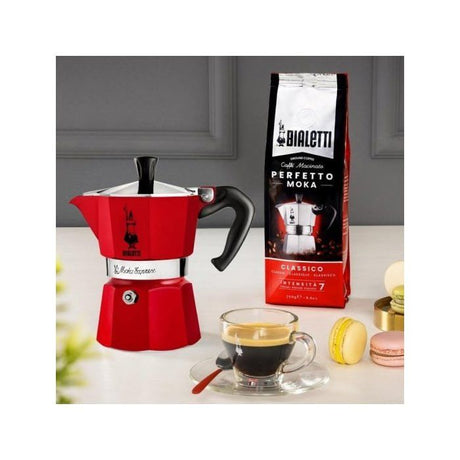 Cafetiere italienne - Bialetti - Moka Express - 3 Tasses - Rouge - Aluminium poli