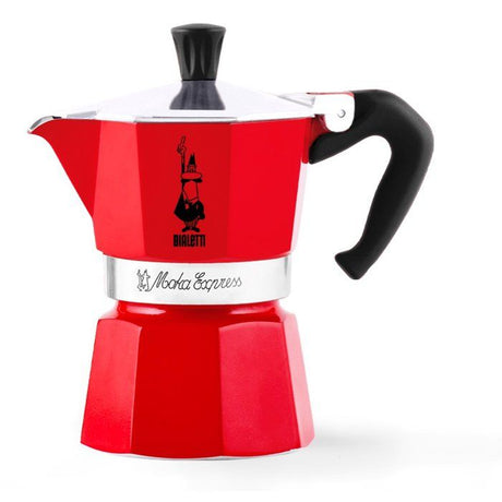 Cafetiere italienne - Bialetti - Moka Express - 3 Tasses - Rouge - Aluminium poli