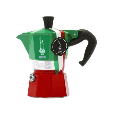 Cafetiere italienne - BIALETTI - La Mokina Italia - Tous feux sauf induction - 1 tasse - 40 ml - Vert / Rouge