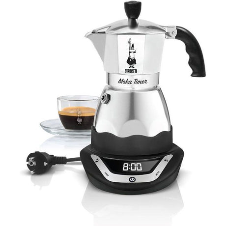 Cafetiere italienne électrique - BIALETTI - MOKA TIMER - 3 tasses - 120 ml - Inox