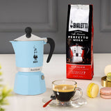 Cafetiere italienne - BIALETTI - Moka Express - Tous feux sauf induction - 6 tasses - 300 ml - Rainbow Bleu
