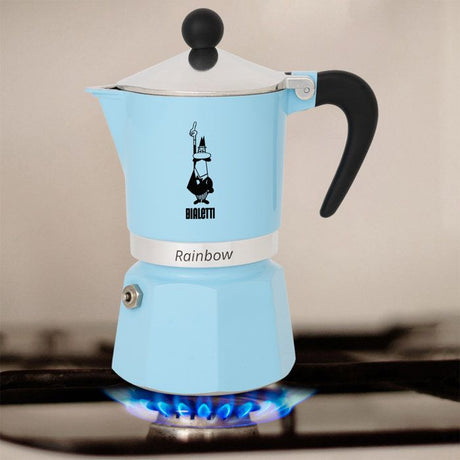Cafetiere italienne - BIALETTI - Moka Express - Tous feux sauf induction - 6 tasses - 300 ml - Rainbow Bleu