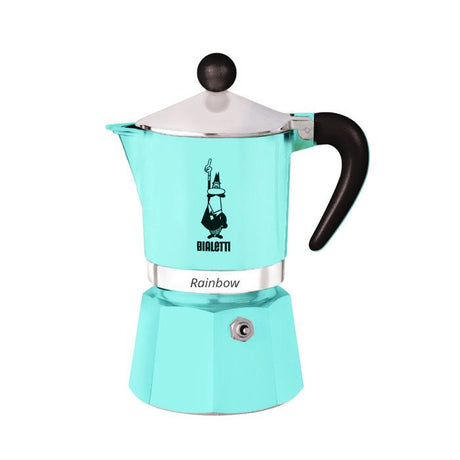 Cafetiere italienne - BIALETTI - Moka Express - Tous feux sauf induction - 6 tasses - 300 ml - Rainbow Bleu