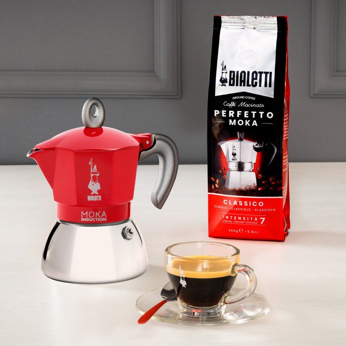 Cafetiere italienne - BIALETTI - MOKA Induction - 2 tasses - 100 ml - Rouge