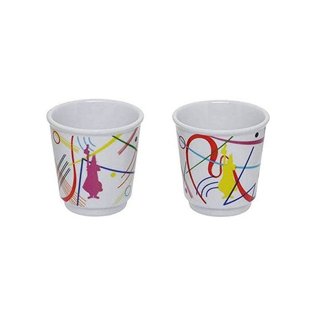 Set cafetiere italienne + 2 tasses - BIALETTI - Mini-express KANDINSKY - 100 ml - Inox / Bleu