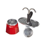 Set cafetiere italienne + 2 tasses - BIALETTI - Mini-express - Inox / Rouge