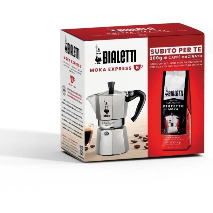 Cafetiere italienne + 1 CafÈ Perfetto Moka Classico - BIALETTI - MOKA - 3 tasses - 0,30 L - Paquet de 250 g - Argent