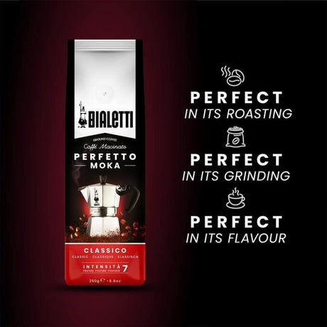 Cafetiere italienne + 1 Café Perfetto Moka Classico - BIALETTI - MOKA - 3 tasses - 0,30 L - Paquet de 250 g - Argent