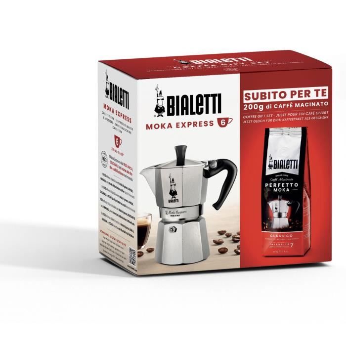 Cafetiere italienne + 1 CafÈ Perfetto Moka Classico - BIALETTI - MOKA - 6 tasses - 0,30 L - Paquet de 250 g - Argent