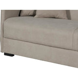 Canapé convertible 3 places - BIANCA - Tissu beige - 4 coussins - Coffre de rangement -  204 x 92 x 91 cm
