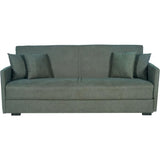 Canapé convertible 3 places - BIANCA - Tissu vert foncé - 4 coussins - Coffre de rangement -  204 x 92 x 91 cm