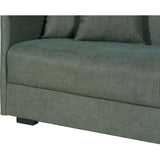Canapé convertible 3 places - BIANCA - Tissu vert foncé - 4 coussins - Coffre de rangement -  204 x 92 x 91 cm